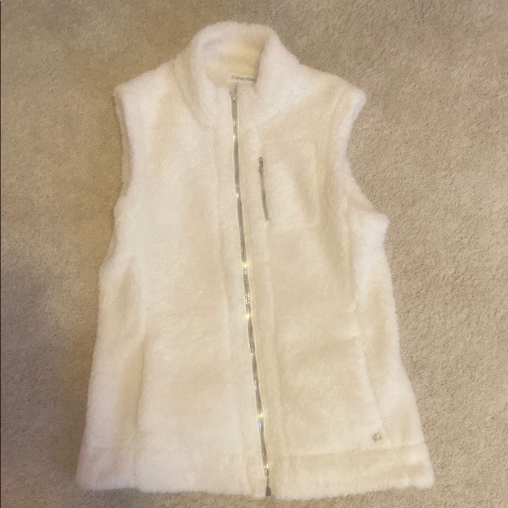 Calvin Klein White Fleece Vest
